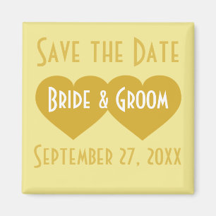 Save the Date Gold Hearts Magnet
