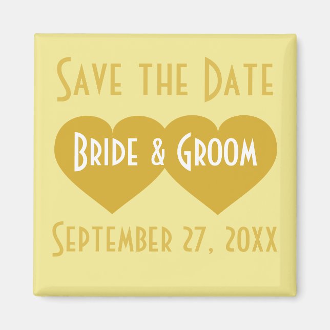 Save the Date Gold Hearts Magnet (Front)