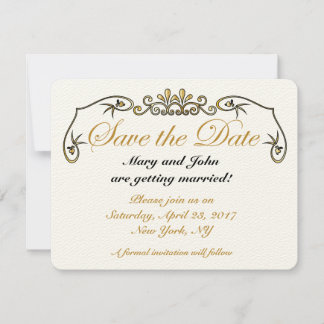 Save the date gold invitation