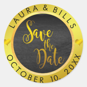 Save the Date Gold Love Glitter Wedding Classic Round Sticker