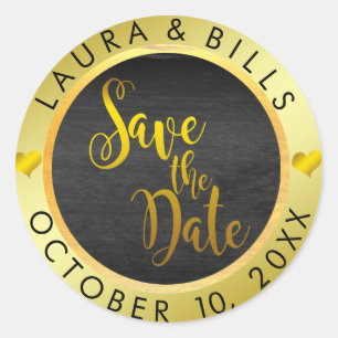 Save the Date Gold Love Glitter Wedding Classic Round Sticker