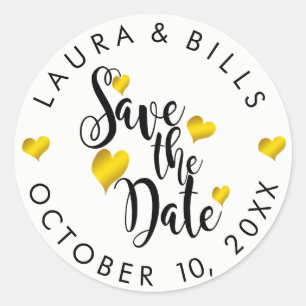 Save the Date Gold Love Glitter Wedding Classic Round Sticker