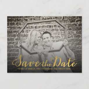 Save the Date Gold Typography Announcement Postcard
