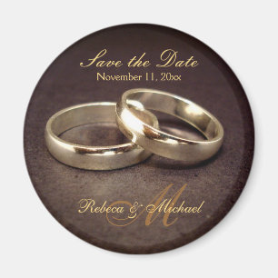Save the Date - Gold Wedding Band Magnets