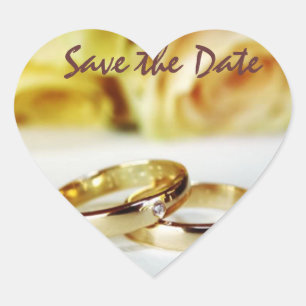 Save the date/Gold Wedding Bands Heart Sticker