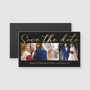 save the date gold wedding photos collage magnet