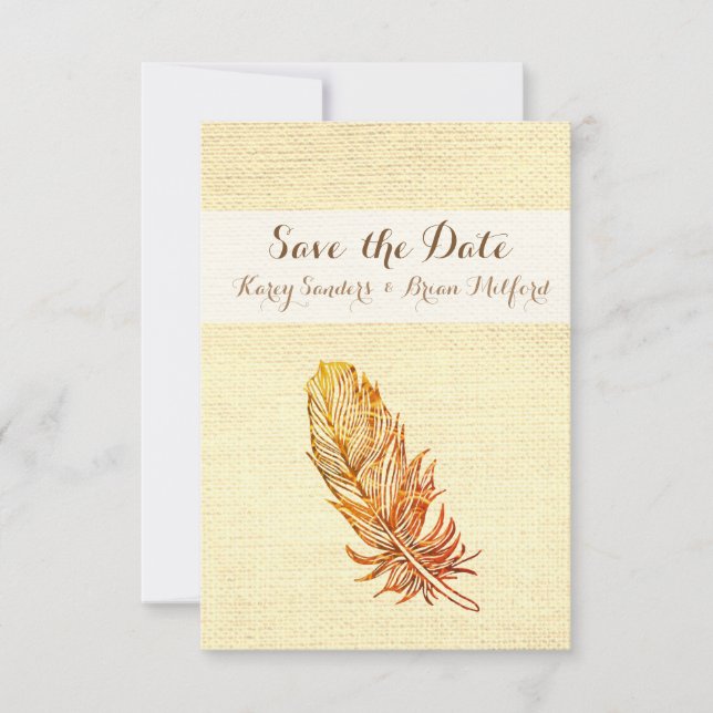Save the Date Golden Feather (Front)