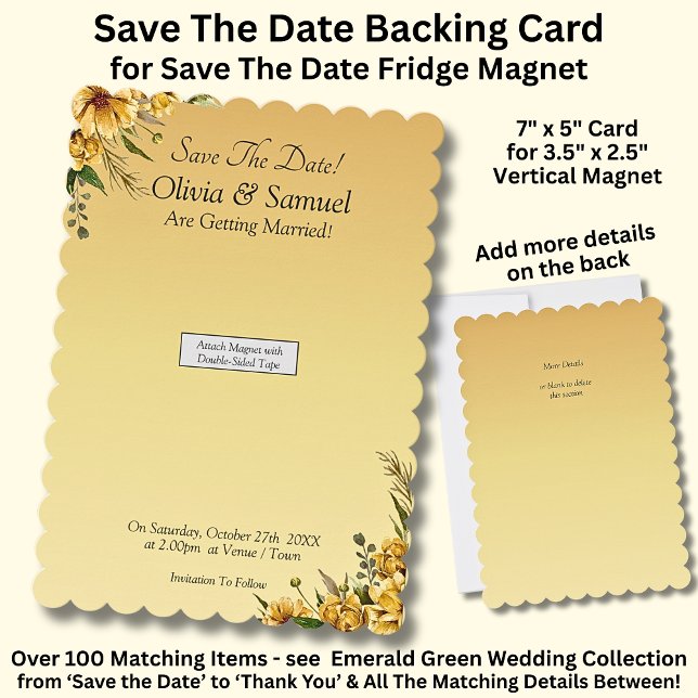 Save The Date - Golden Flowers Magnet Backing Card (Creator Uploaded)