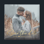 save the date, golden handwriting wedding photo magnet<br><div class="desc">save the date,  golden luxury handwriting wedding photo magnet</div>
