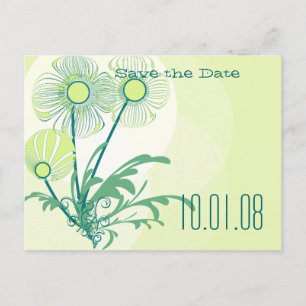 Save The Date Golden Lime Green Floral Wedding Announcement Postcard