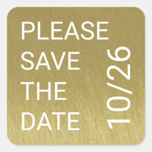 Save the Date golden stylish Square Sticker