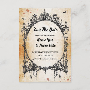 Save The Date Gothic Frame Halloween Rustic Card