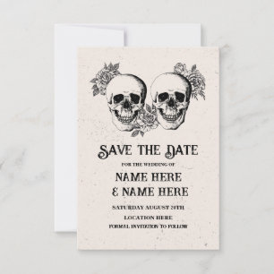Save The Date Gothic Frame Halloween Skull Card