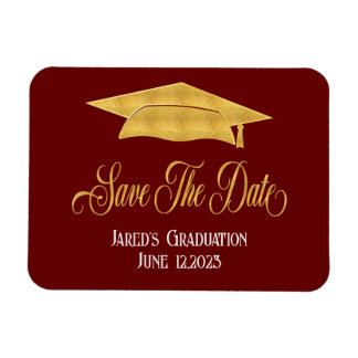Save The Date Graduation Faux Gold Grad Announcemt Magnet