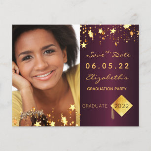 Save the Date graduation party burgundy budget Flyer