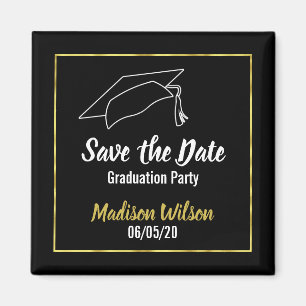 Save the Date Graduation Party   Faux Gold Border Magnet