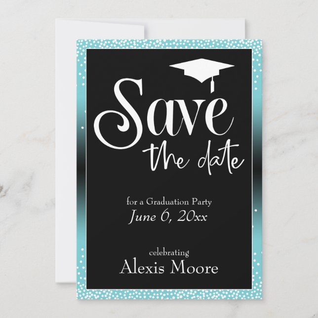 Save the Date Graduation Party Turquoise Ombre Invitation (Front)