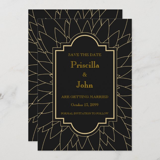 Save the date, great gatsby, dahlia geometric invitation (Front/Back)