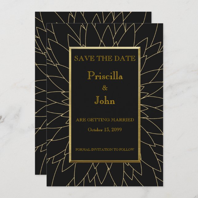 Save the date, great gatsby, dahlia geometric invitation (Front/Back)