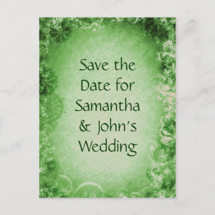 Save the Date - Green Announcement Postcard