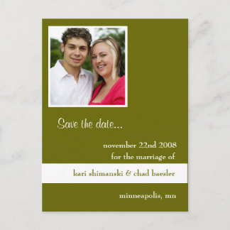 save the date green announcement postcard