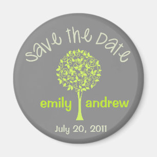 Save the Date Green/Grey Tree Magnet