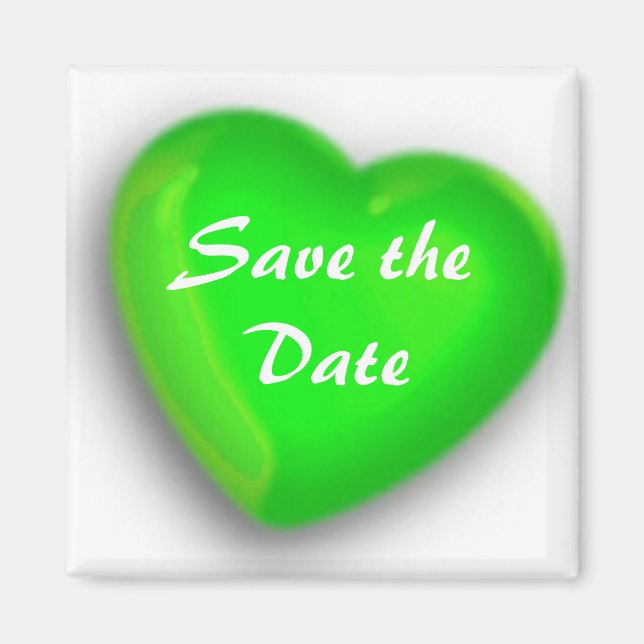 Save the Date/Green Heart Magnet (Front)