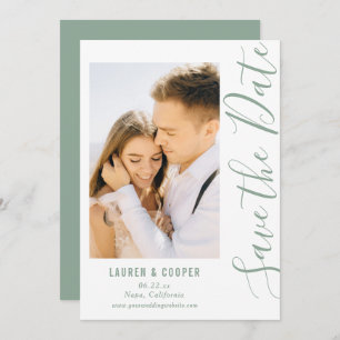 Save The Date Green Stylish Script Modern Wedding