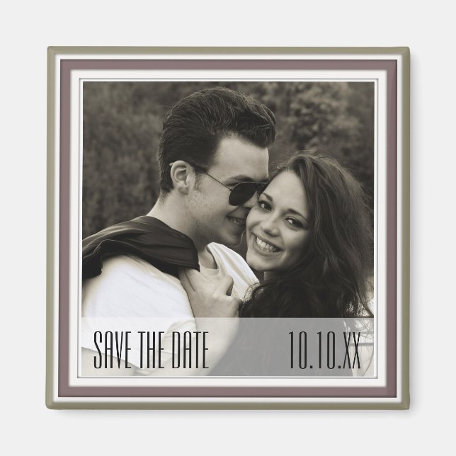 Save The Date Green Wine Magnet (Front)