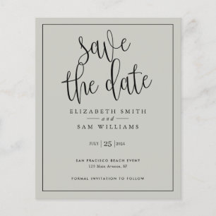 Save the Date Grey Elegant Simple Budget Flyer