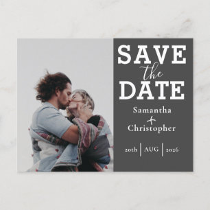 Save the Date Grey & White Photo Template Wedding