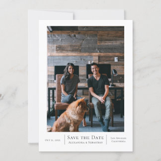 Save The Date Grey White Wedding Personalised