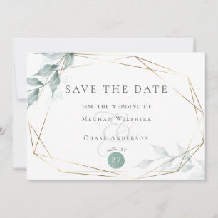 Save the Date     Greyed Jade Green Botanical