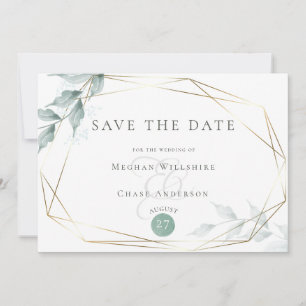 Save the Date     Greyed Jade Green Botanical