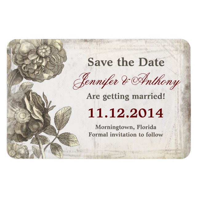 save the date grungy vintage custom magnets (Horizontal)