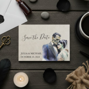 Save the Date Halloween Frankenstein Bride Card