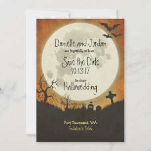 Save the Date Halloween wedding in orange