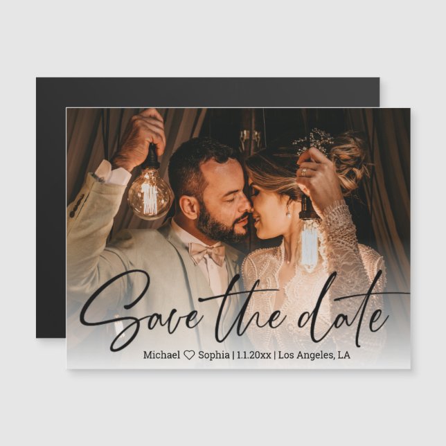 save the date, handwriting wedding photo magnet (Front/Back)