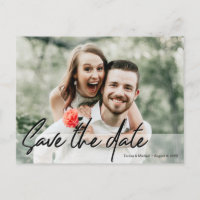 Save the Date Handwritten script Engagement Photo