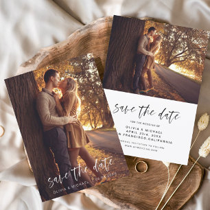 Save the Date Handwritten Wedding Photo Autumn