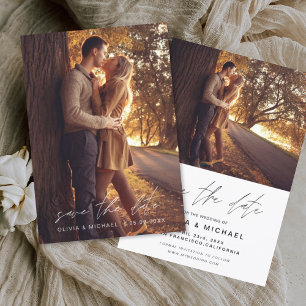Save the Date Handwritten Wedding Photo Fall