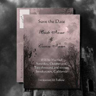 Save the Date Haunted Sky Red Mist Postcard