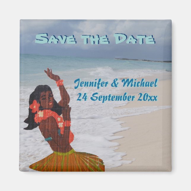 Save the Date Hawaiian Wedding Magnet (Front)