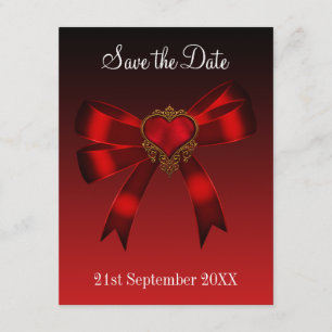 Save the Date Heart Deep Red Gold Black
