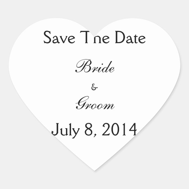 Save The Date Heart Sticker (Front)