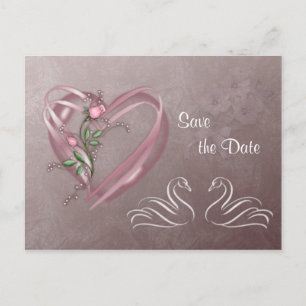 Save the Date - Hearts and swans. Postcard
