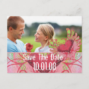 Save The Date - Hearts and Swirls Announcement Postcard
