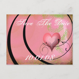 Save The Date - Hearts and Swirls Announcement Postcard