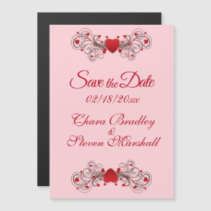 Save the Date Hearts Magnetic Invitation
