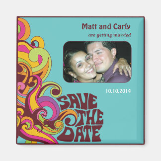 Save the Date Hippy Photo Magnet